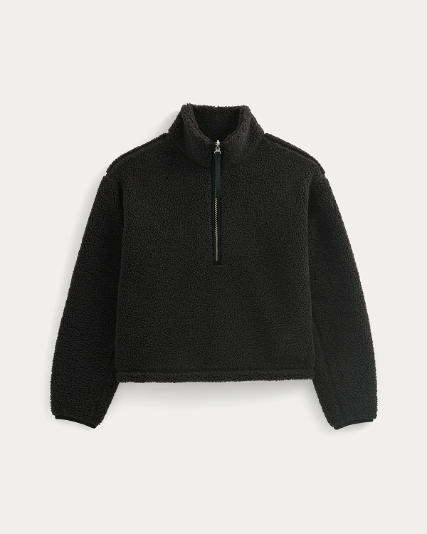 Image | Reversible Teddy Half-Zip Pullover | Black
