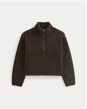 Image | Reversible Teddy Half-Zip Pullover | Coffee Bean