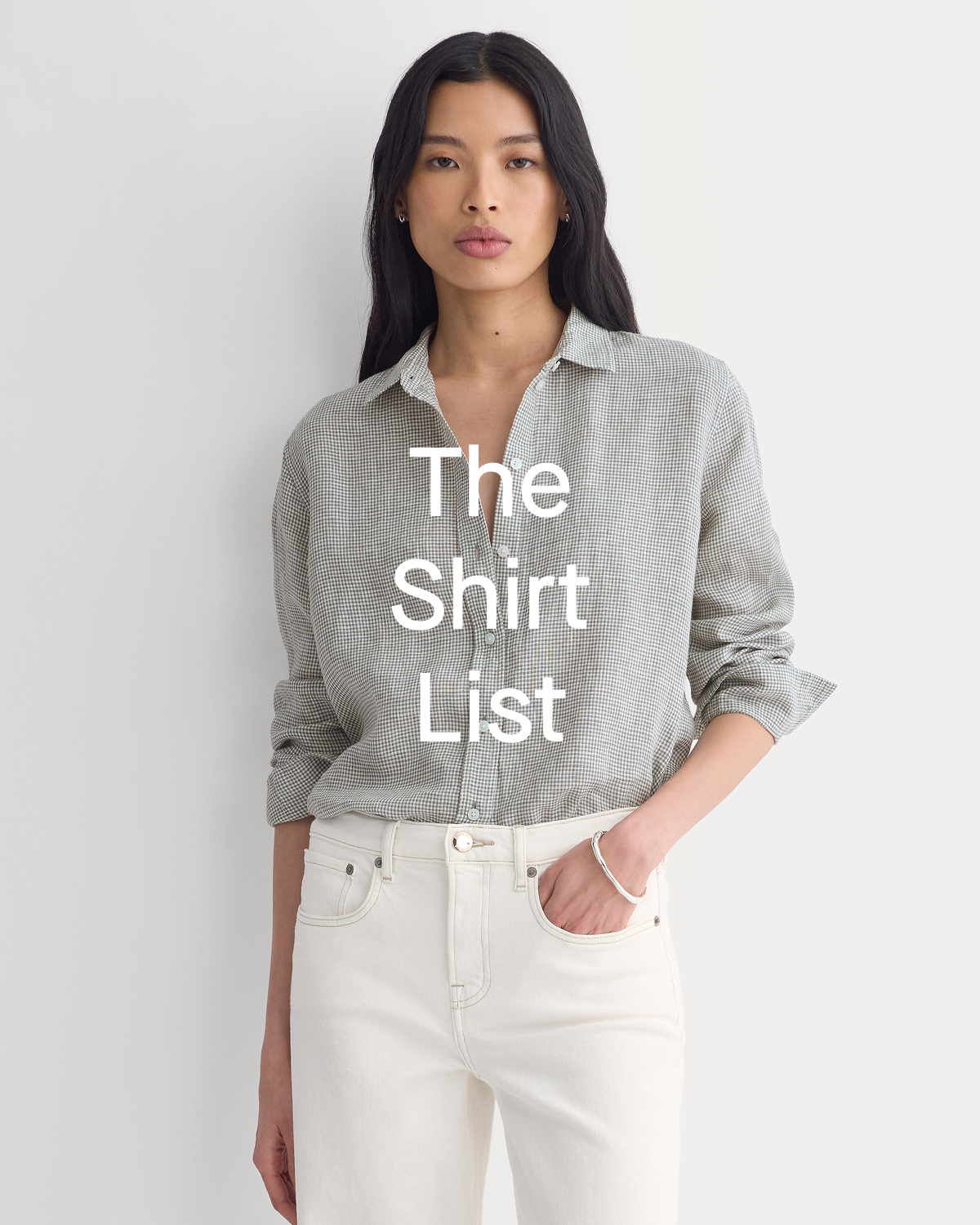 Image | The Shirt List | Model in The Must-Have Shirt in Linen | Agave Green