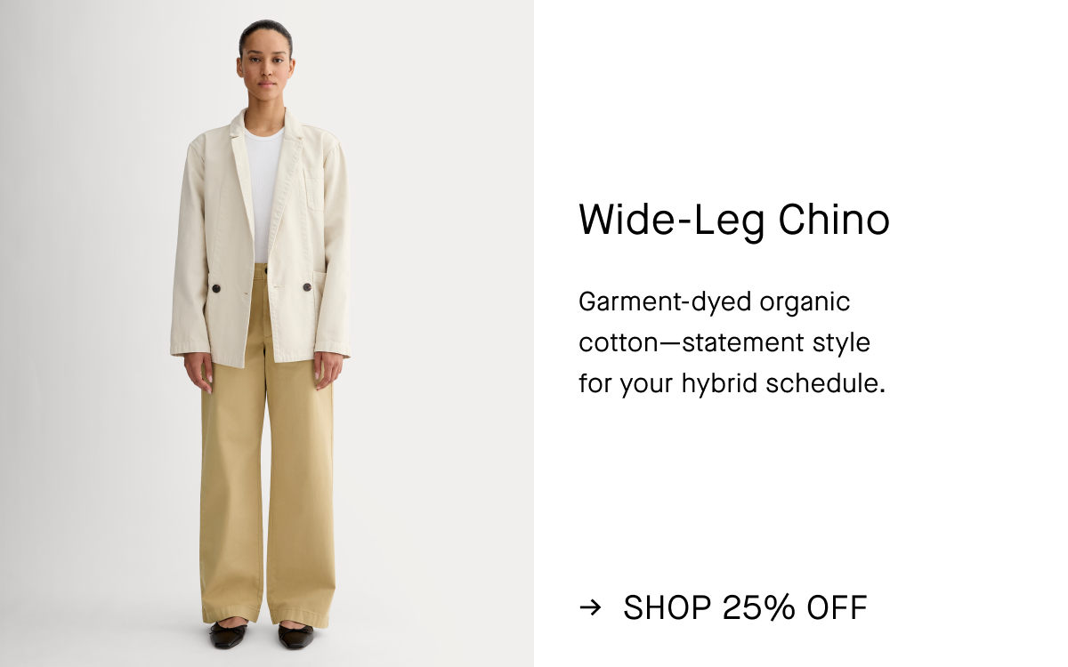 Wide-Leg Chino | Garment-dyed organic  cotton-statement style  for your hybrid schedule. | Shop Now