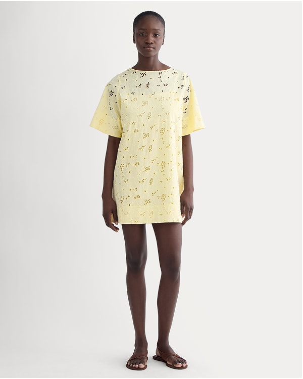 [Image]The Eyelet Mini Shift Dress | Light Yellow