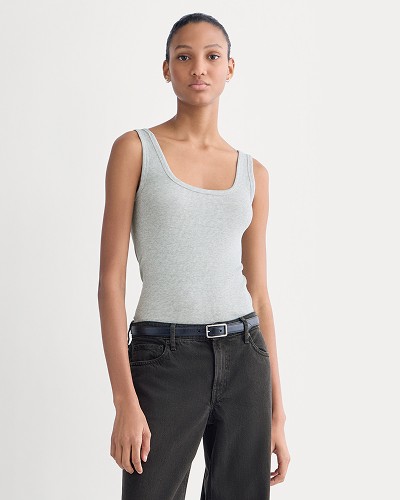 Image | The Luxe Rib Square-Neck Tank | Classic Heather Grey