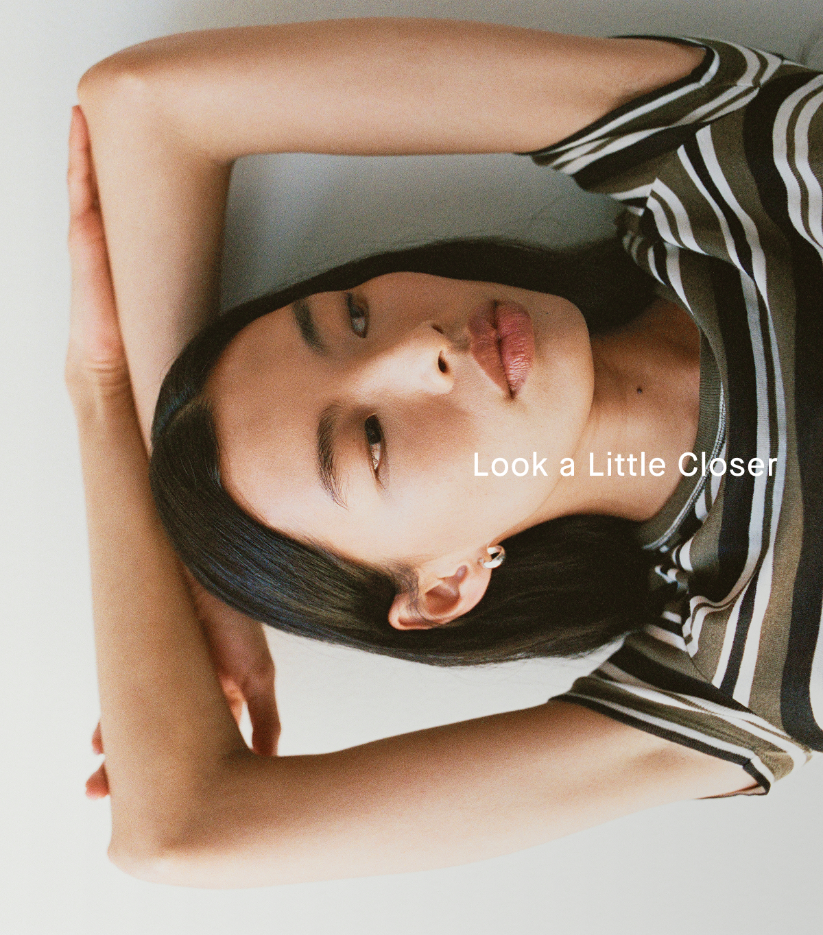 Everlane Logo | Image | Look a Little Closer | Model in Tissue Short-Sleeve Crew | Beech