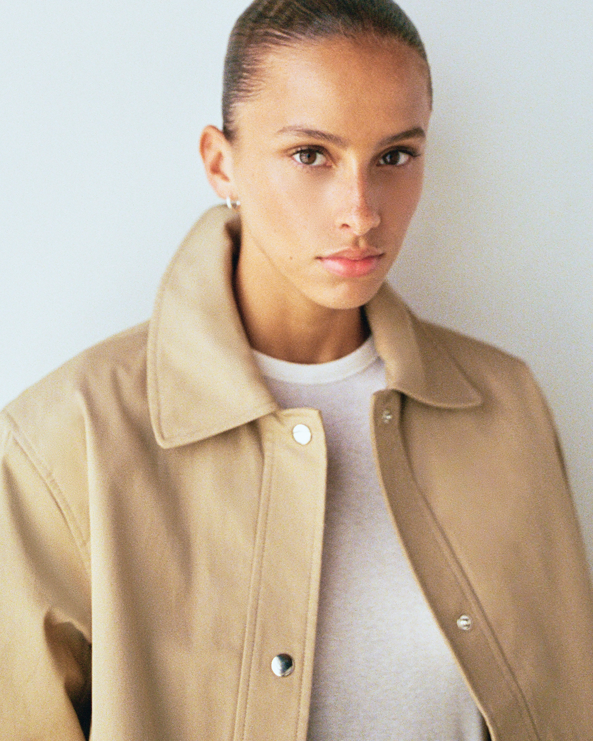 Editorial Image | Model in  Organic Cotton Twill Field Jacket | Cornstalk