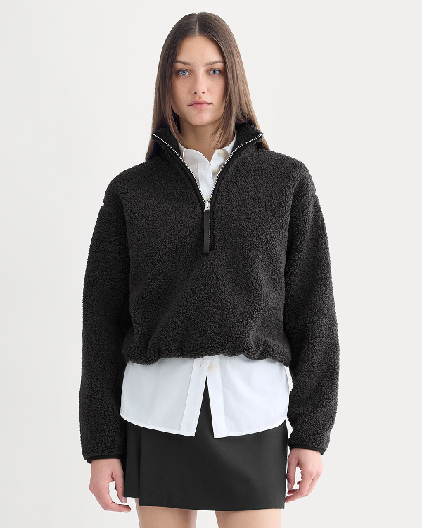 Image | Reversible Teddy Half-Zip Pullover | Black