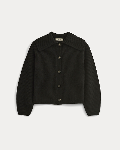 Image | Fisherman Cardigan in Wool Cashmere | Black