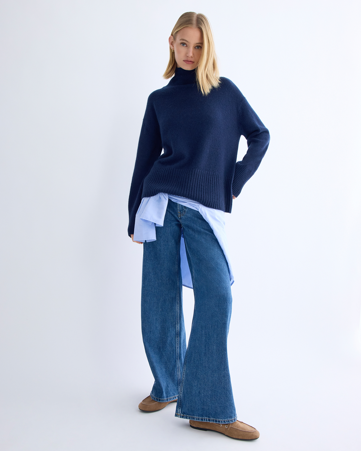 Image | Model in The Low-Key Jean | Medium Blue