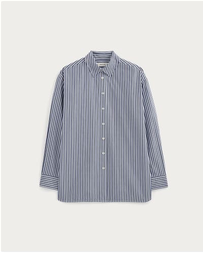 [Image]The Must-Have Shirt in Washable Silk | Blue / White