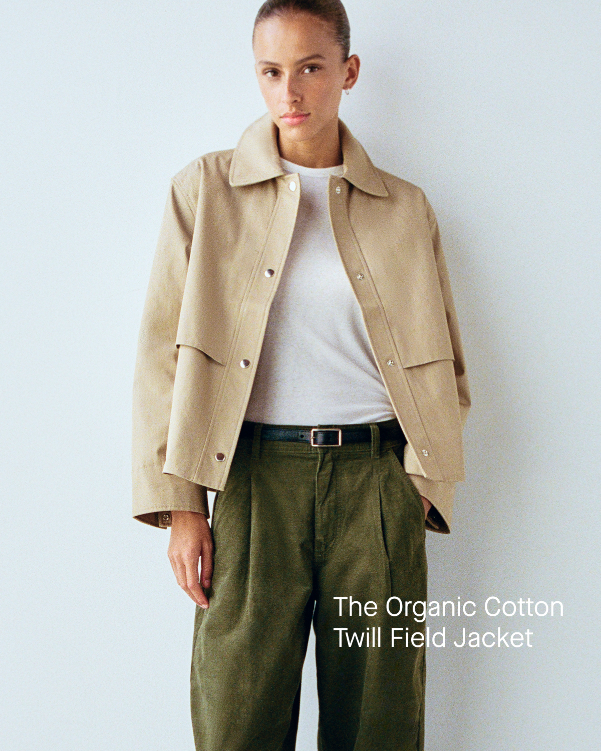 Image | The Organic Cotton Twill Field Jacket | Model in Organic Cotton Twill Field Jacket | Cornstalk