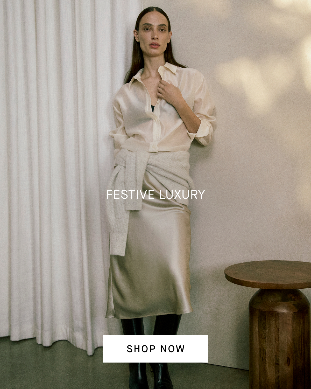 Image | Festive Luxury | Model in Slip Skirt in Silk Charmeuse | Shop Now