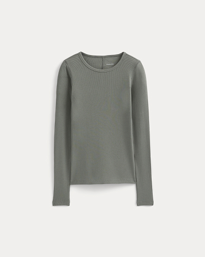 Image | The Luxe Rib Long-Sleeve Crew | Agave Green
