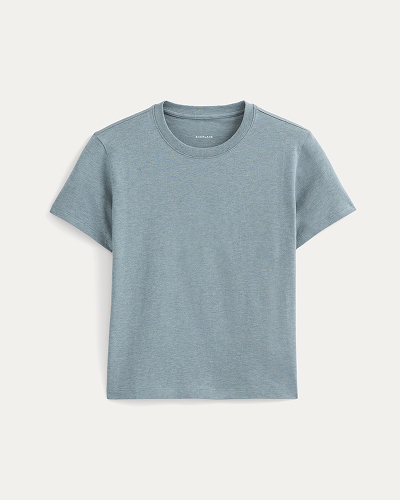Image | The Box-Cut Tee in Essential Cotton | Heathered Sea