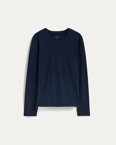 Image | The Slim Long-Sleeve Crew in Essential Cotton | Navy