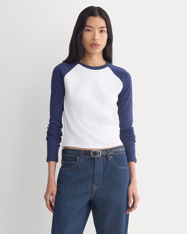 Image | Model in RetroSoft Cotton Ragland Crew | Bone