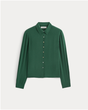 Image | Shrunken Top in Washable Silk | Hunter Green