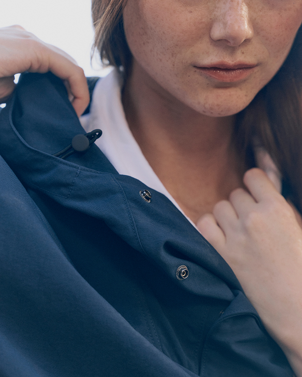 Image | Model in Re:Cycled Nylon Windbreaker |  Deep Navy