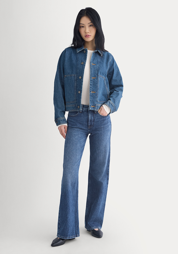 Image | Model in Denim Chore Jacket | Mid Indigo