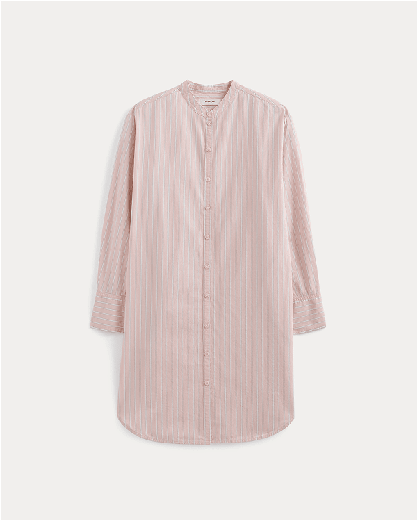 Image | The Relaxed Shirt Dress in Ultrasoft Cotton | Pink / White 