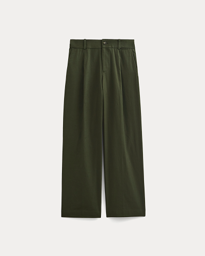 Image | Wide-Leg Trouser in Buttersmooth | Dark Green