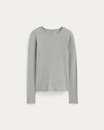 Image | The Luxe Rib Long-Sleeve Crew | Classic Heather Grey