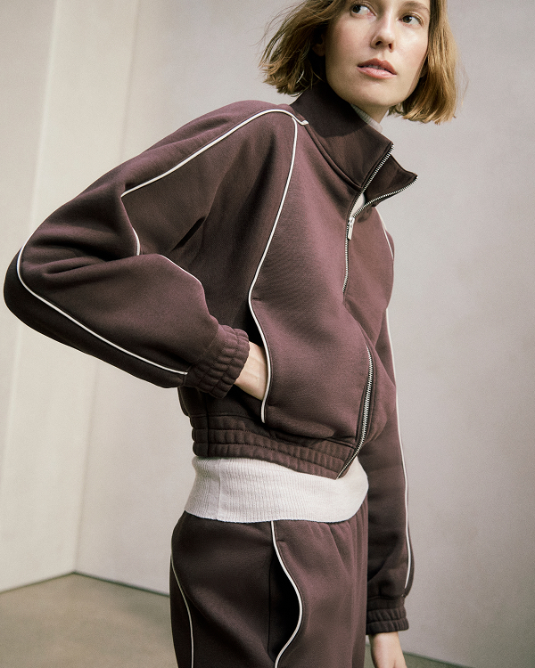 Image | Luxe Fleece Track Jacket | Dark Chocolate