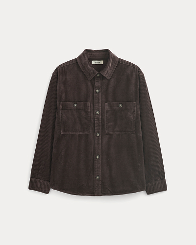 Image | Wide Wale Corduroy Shirt | Dark Chocolate