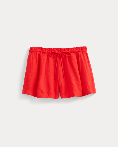 Image | Flowy Short in Linen | Fiery Red