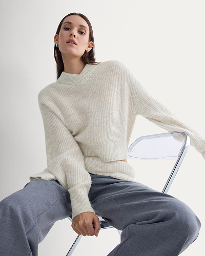 Image | Cropped Cocoon Sweater in Alpaca | Almond