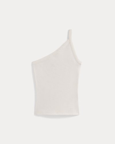 Image | RetroSoft Cotton One-Shoulder Tank | Bone