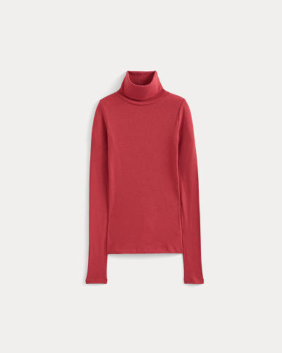 Image | Tissue Long-Sleeve Turtleneck | Vintage Red