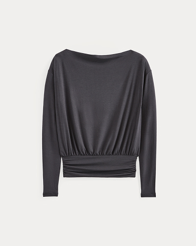 Image | Drapey Jersey Slouchy Top | Black