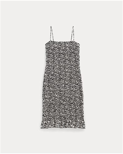 [Image]The Smocked Column Dress | Bone / Black Floral
