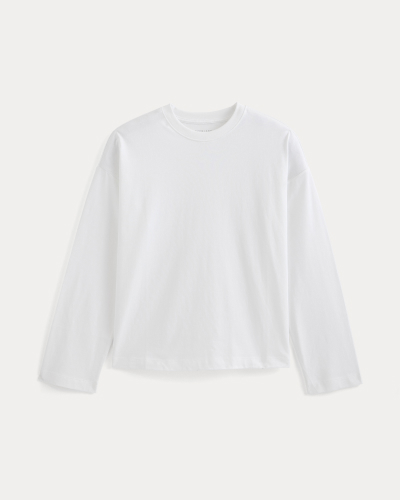 Image | Forever Jersey Boxy Long-Sleeve Crew | White