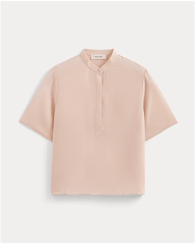 Image | The Popover Top in Washable Silk | Soft Rose
