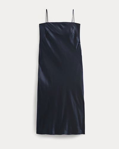 Image | Slip Dress in Silk Charmeuse | Navy