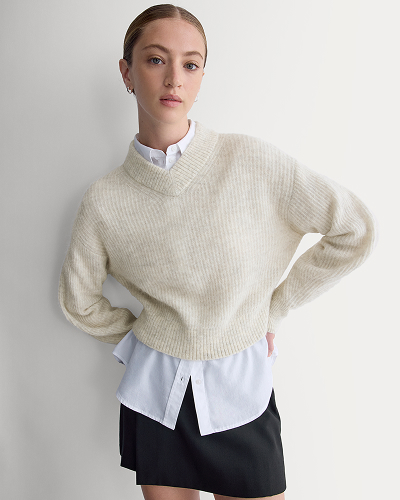 Image | Cropped Cocoon Sweater in Alpaca | Almond