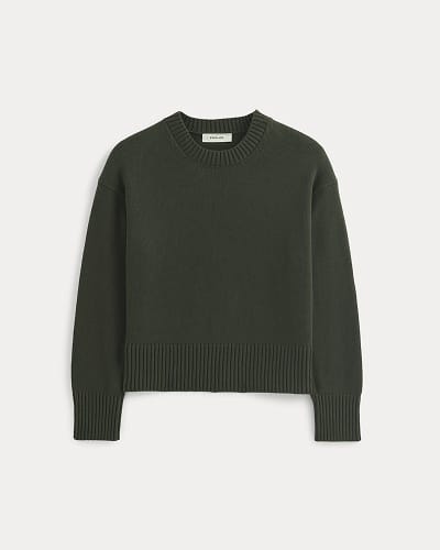 Image | The Boxy Sweater in Everyday Cotton | Dark Green