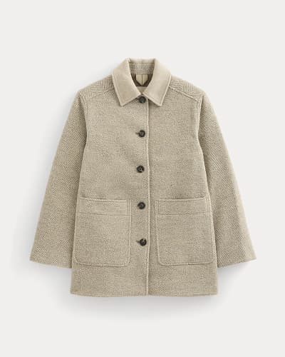 Image | Italian Car Coat | Color Taupe Herringbone