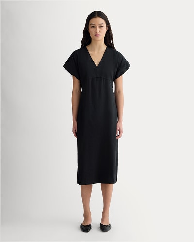 [Image] The Tie-Back Dress in Stretch Linen | Black