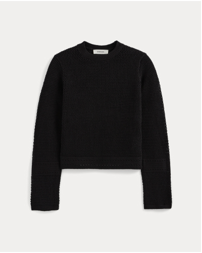Image | Open Knit Long-Sleeve Crew in Everyday Cotton | Black