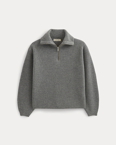 Image | The Half-Zip Sweater in Luxe Merino | Heathered Mid-Grey