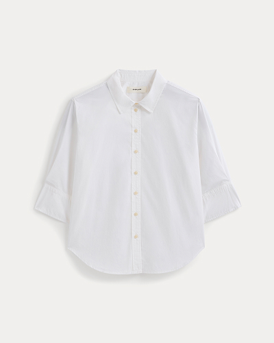 Image | Cuff Detail Shirt in Lightweight Cotton | White