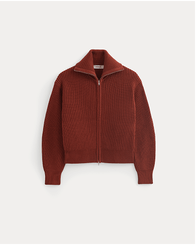 Image | The Full-Zip Sweater in Everyday Cotton | Merlot