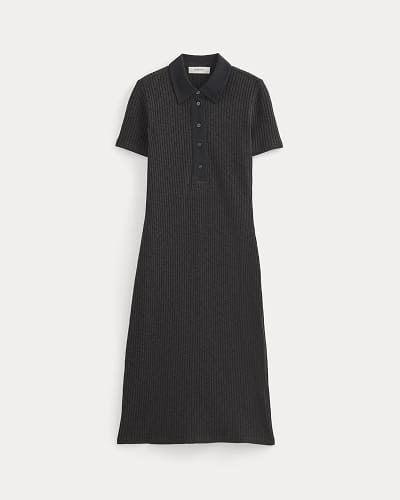 Image | The Cozy Rib Polo Dress | Black