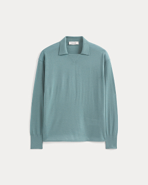 Image | Oversized Polo in Ultrafine Merino | Gray Mist