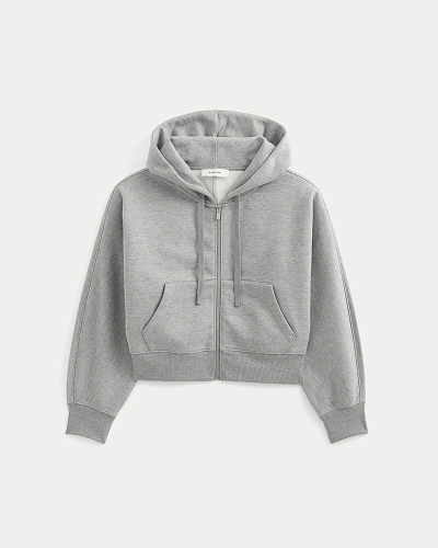Image | Luxe Fleece Full-Zip Cropped Hoodie | Vintage Heather Grey