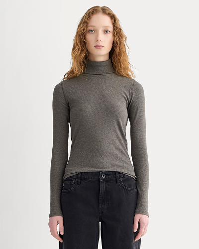Image | The Luxe Rib Turtleneck | Washed Heathered Fatigue