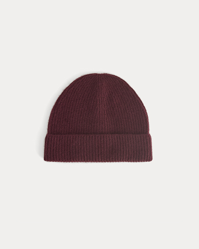 Image | The Cashmere Ribbed Beanie | Wine