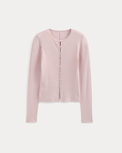 Image | Luxe Rib Button-Up Top | Burnished Lilac