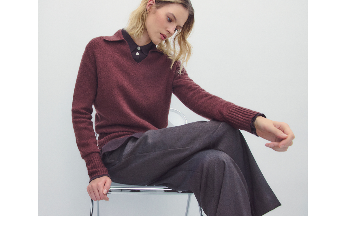 Image | Cashmere Polo Sweater | Dark Mahogany